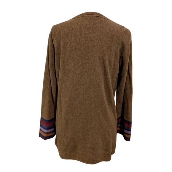 Vintage Margaret Winters‎ brown cotton textured top with rainbow stripes boho - Picture 8 of 8